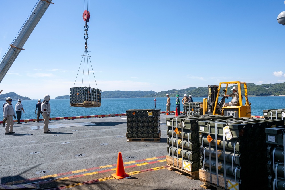 USS America (LHA 6) Conducts Ordnance Handling