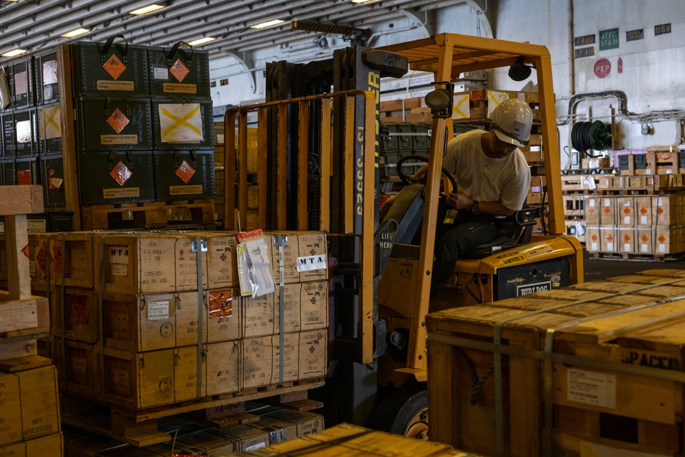 USS America (LHA 6) Conducts Ordnance Handling