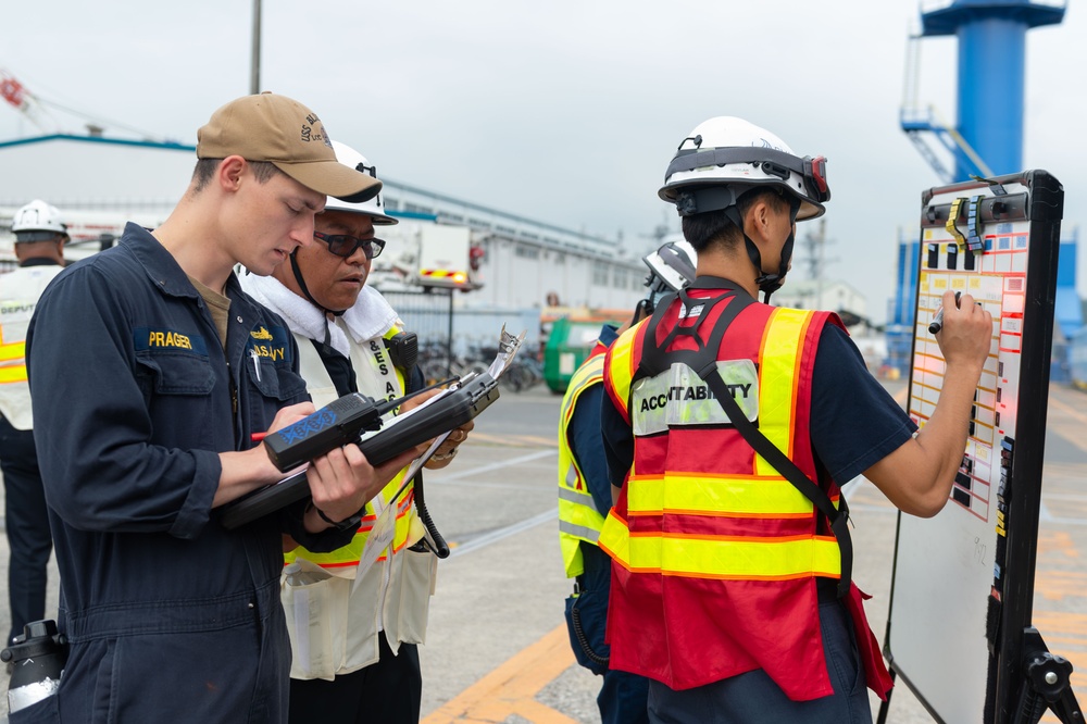 USS Blue Ridge Conducts Fire Fighting Drill