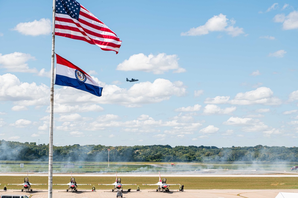 C-130 aircraft flies during air show