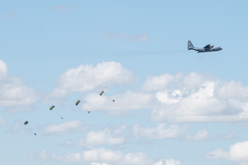 C-130 aircraft flies during air show
