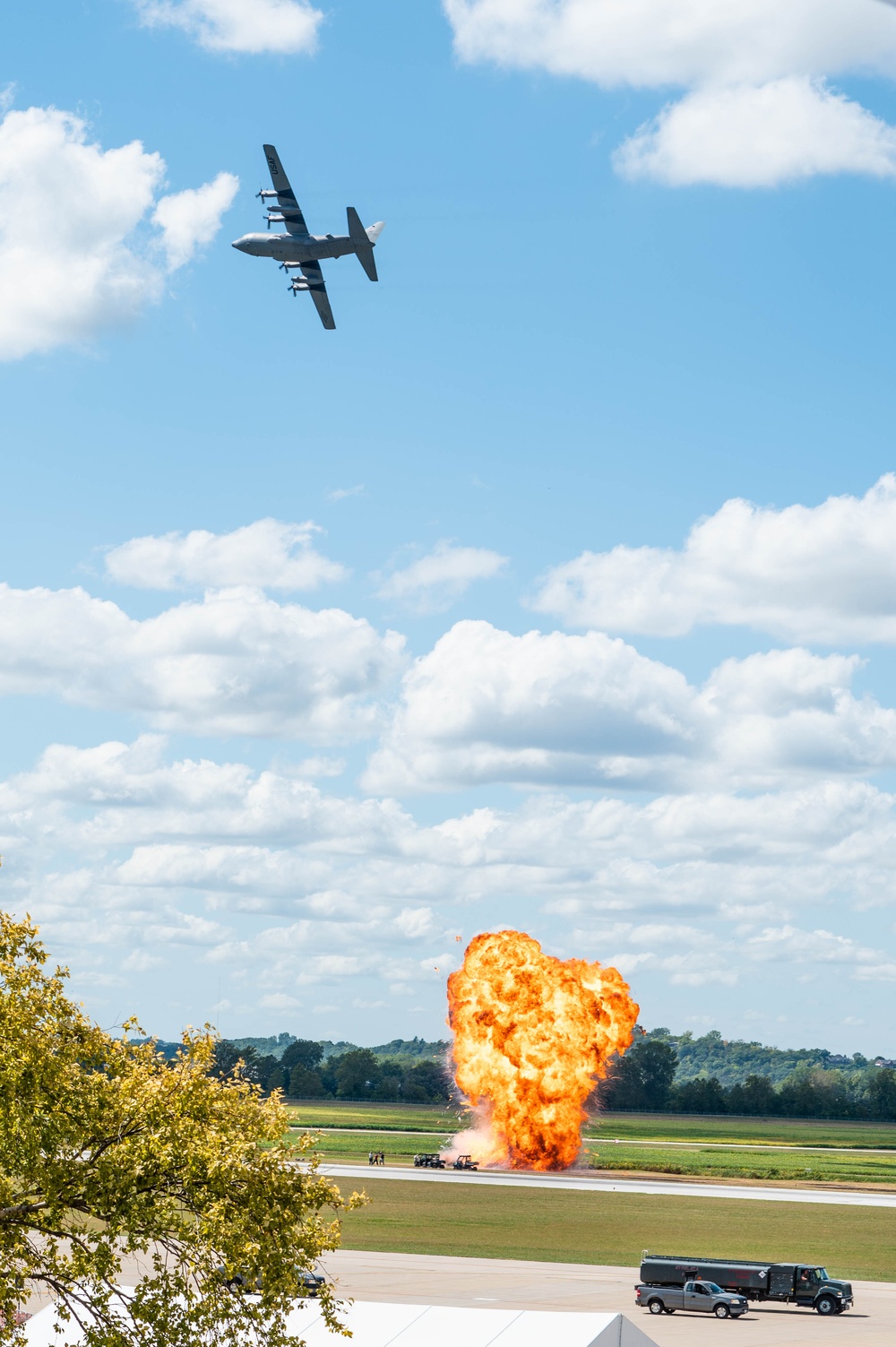 C-130 aircraft flies during air show