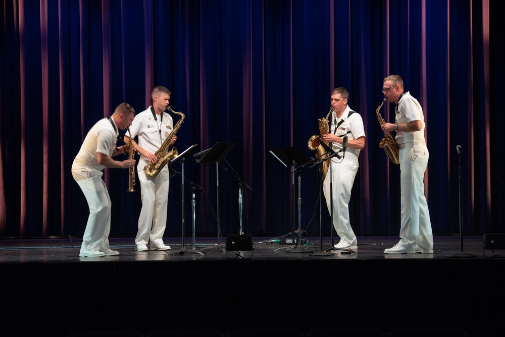 Members of the United States Navy Band perform a chamber music recital on Millenium Stage at The Kennedy Center in Washington, D.C.