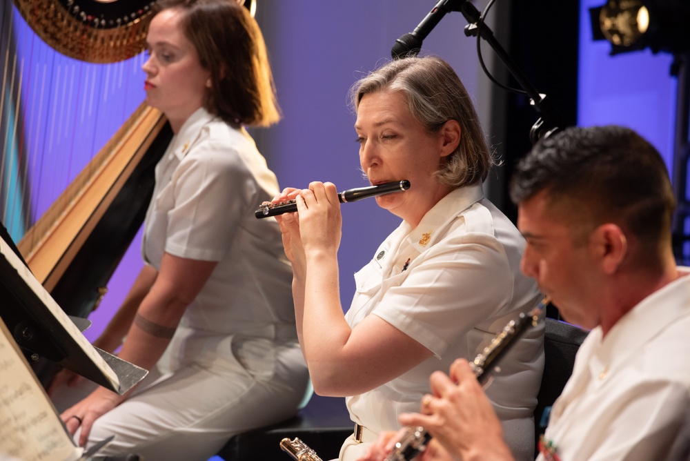 Members of the United States Navy Band perform a chamber music recital on Millenium Stage at The Kennedy Center in Washington, D.C.