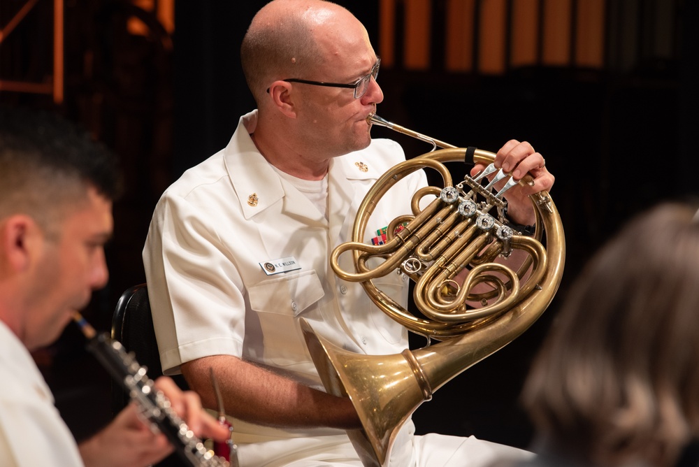 Members of the United States Navy Band perform a chamber music recital on Millenium Stage at The Kennedy Center in Washington, D.C.