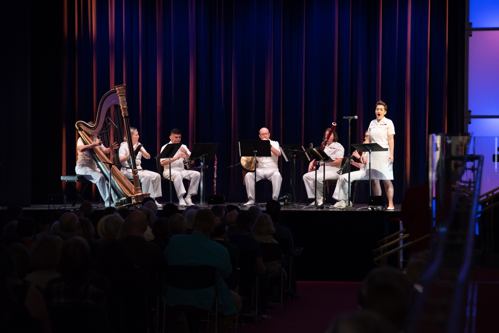 Members of the United States Navy Band perform a chamber music recital on Millenium Stage at The Kennedy Center in Washington, D.C.