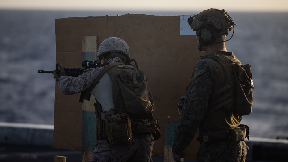 24th MEU (SOC) Marines Conduct Deck Shoot Aboard USS New York (LPD 21)