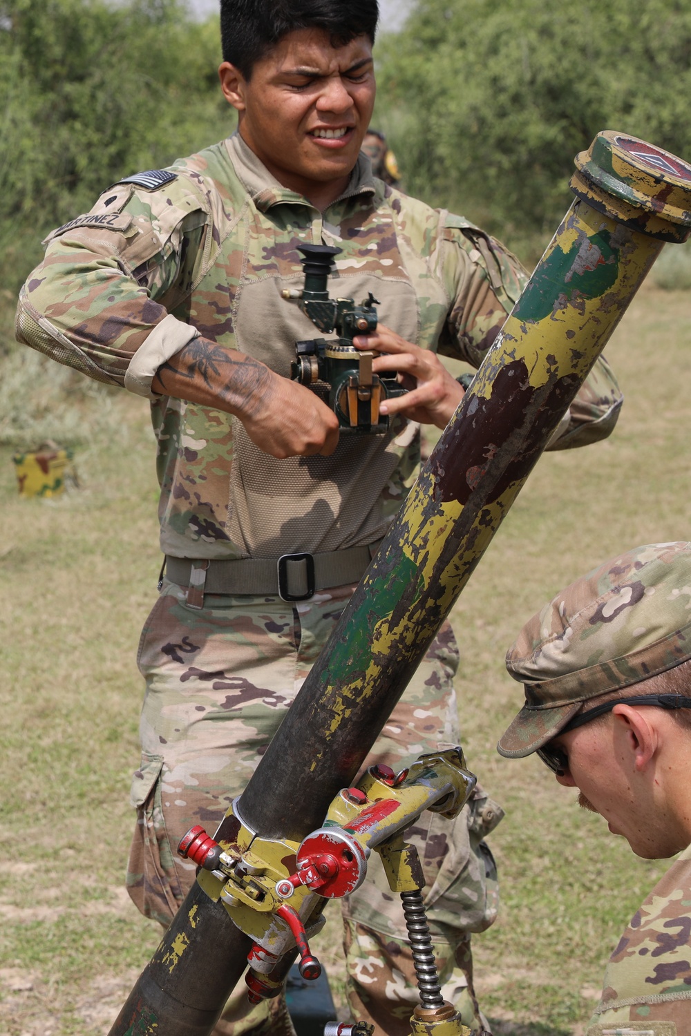 U.S. and Indian Soldiers compete in dry-fire mortar drills