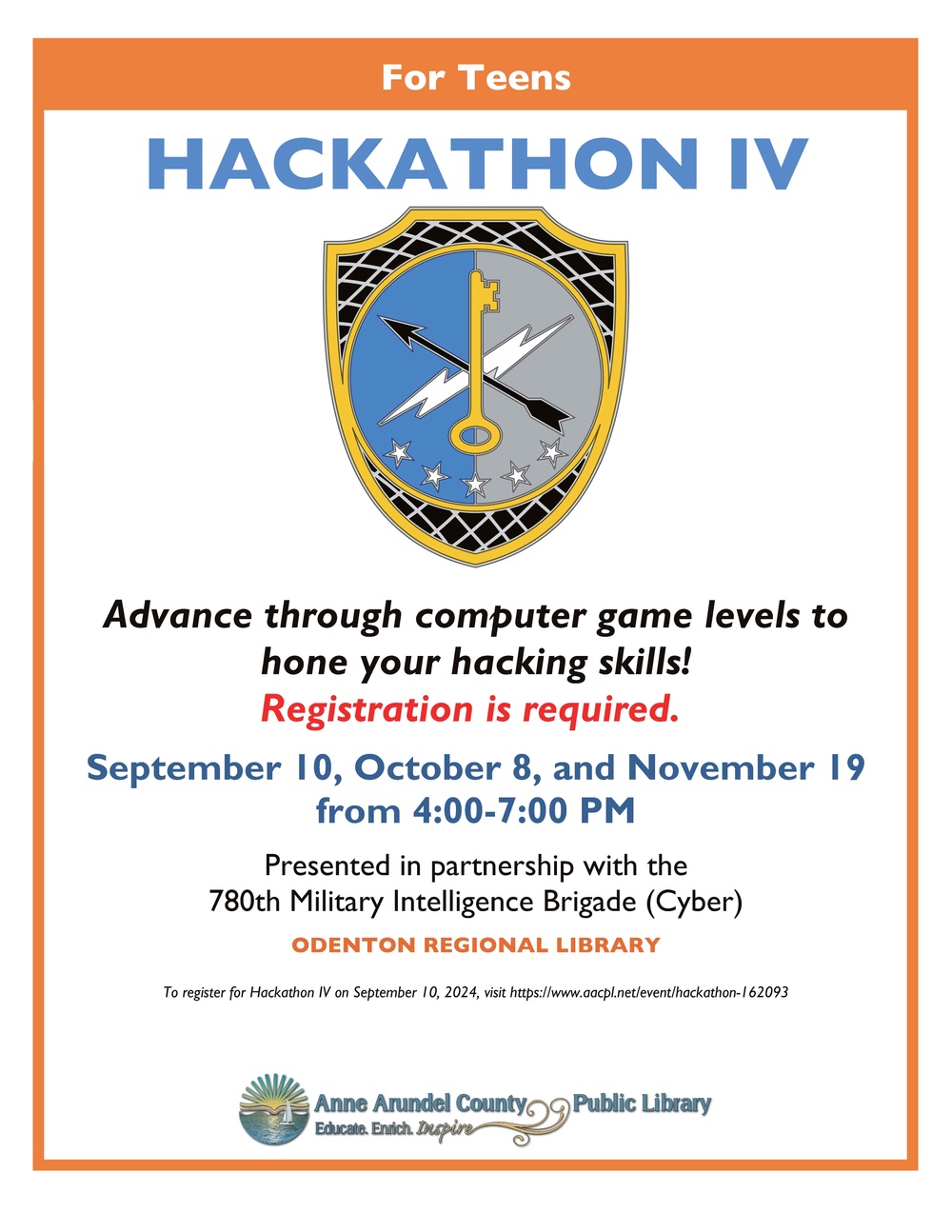 Hackathon IV – A cyber and computer challenge event for teens