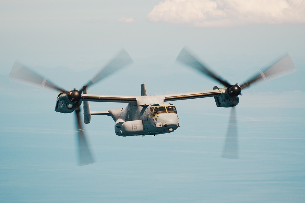 MV-22Bs Fly Surface Surveillance Coordination Mission over Tsushima Strait