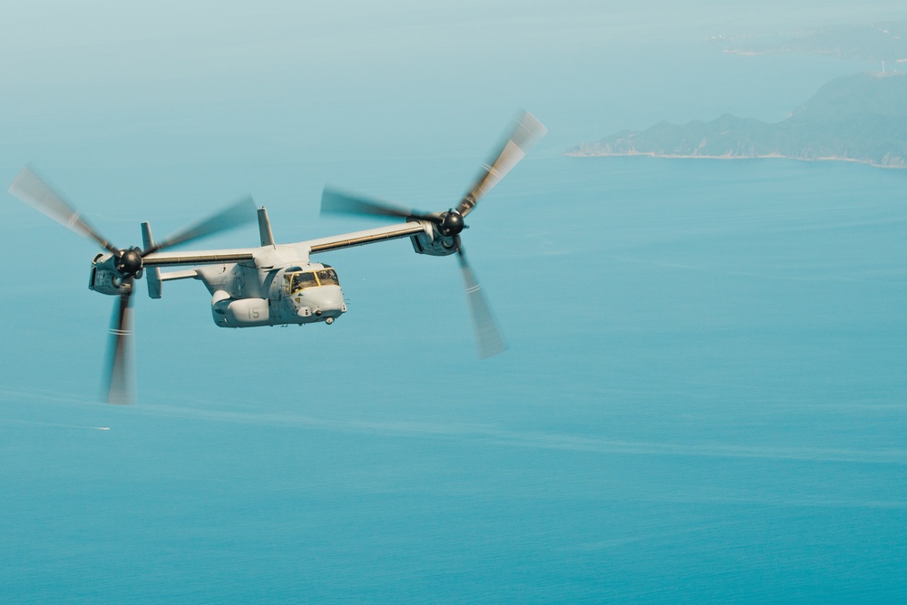 MV-22Bs Fly Surface Surveillance Coordination Mission over Tsushima Strait