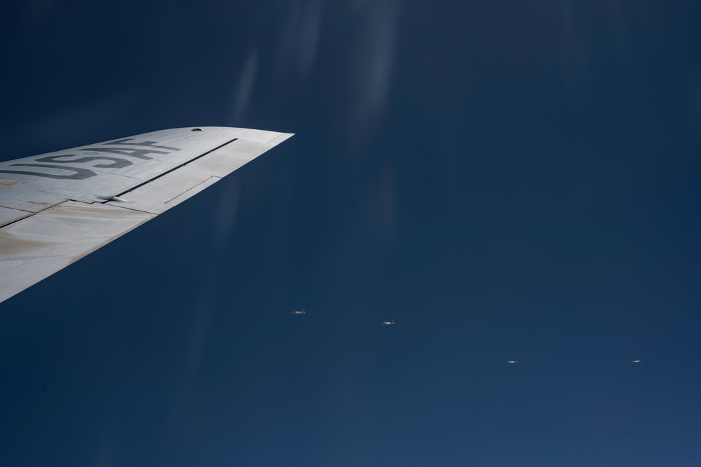 International F-16s refuel during Exercise Ballast Cannon