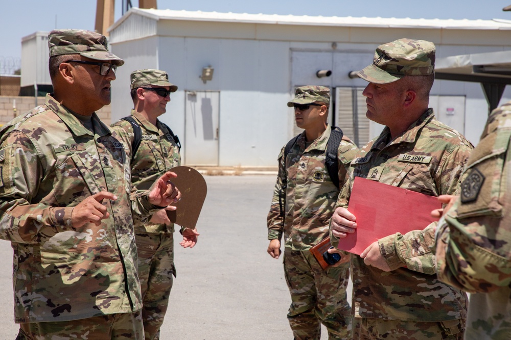 CSMs Richardson and Trejo recognize Soldiers during battlefield circulation [Photo 1 of 8]