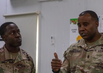 CSMs Richardson and Trejo recognize Soldiers during battlefield circulation [Photo 2 of 8]
