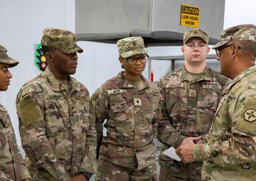 CSMs Richardson and Trejo recognize Soldiers during battlefield circulation [Photo 6 of 8]
