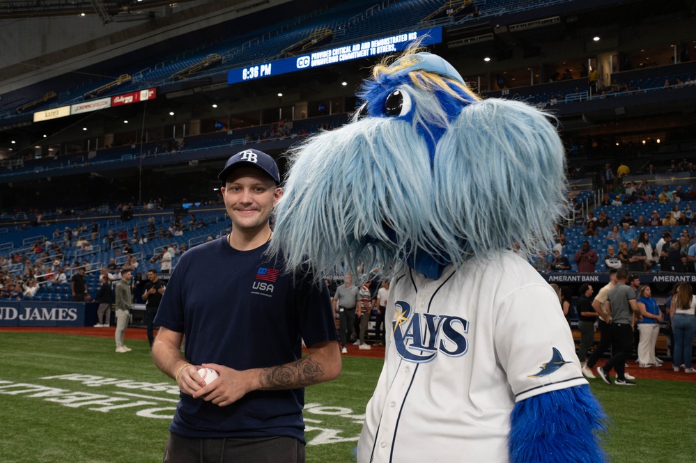 SrA O'Connor throws First Pitch at Tampa Bay Rays game