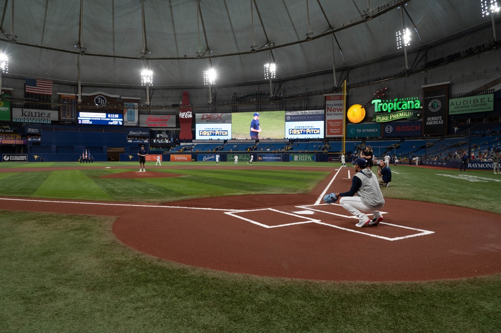 SrA O'Connor throws First Pitch at Tampa Bay Rays game