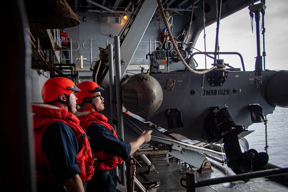 Nimitz Sailors Prepare a RHIB