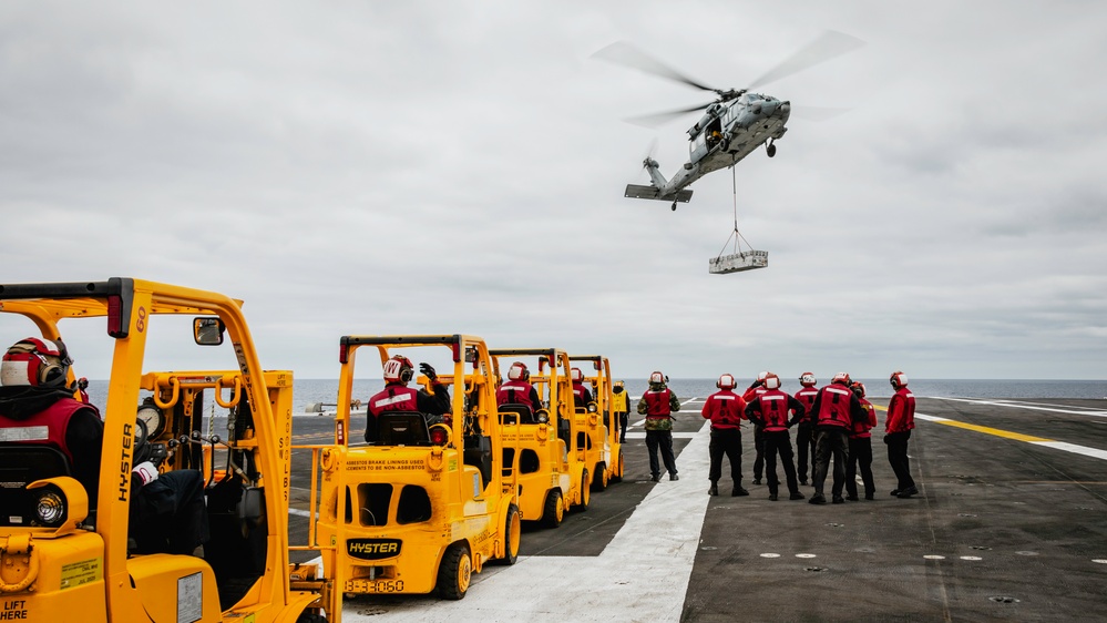 USS George Washington Conducts a Vertical Ordnance Onload