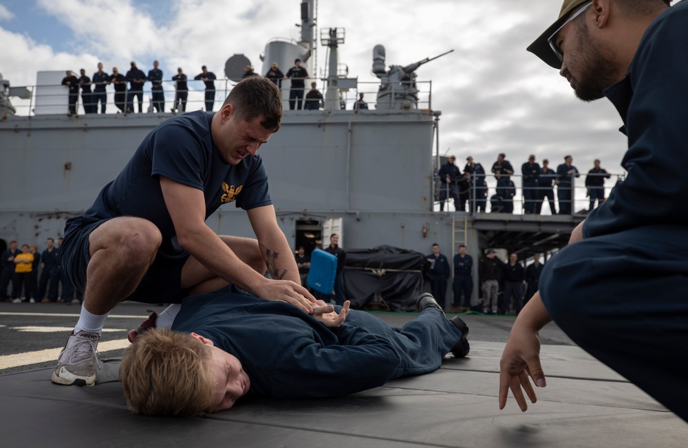 Emory S. Land Sailors Participate in the Oleoresin Capsicum Portion of the Security Reaction Force Basic Training