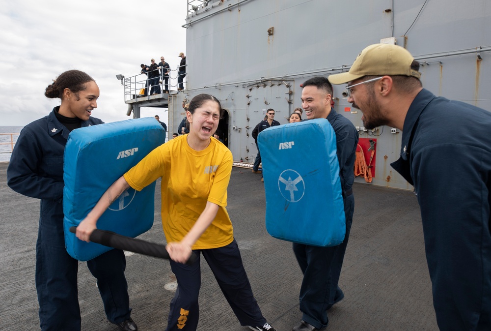 Emory S. Land Sailors Participate in the Oleoresin Capsicum Portion of the Security Reaction Force Basic Training