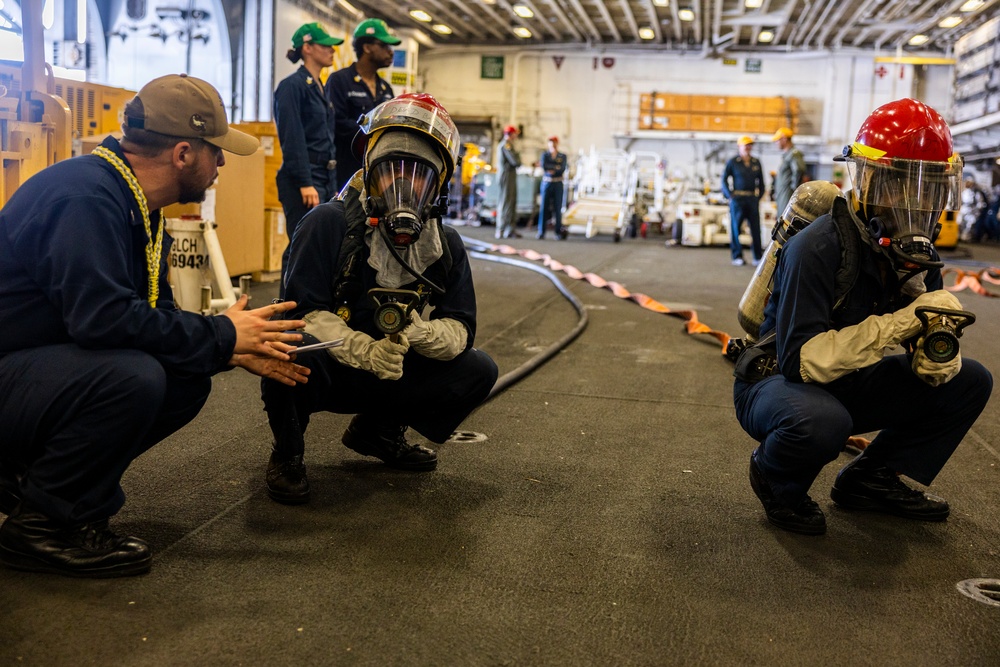 General Quarters Drill in Wasp's Hangar Bay