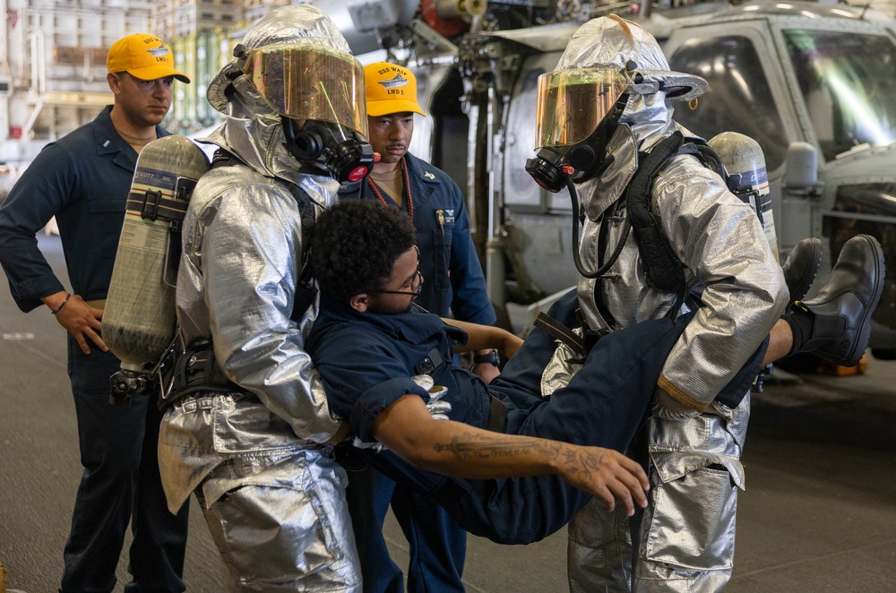 General Quarters Drill in Wasp's Hangar Bay