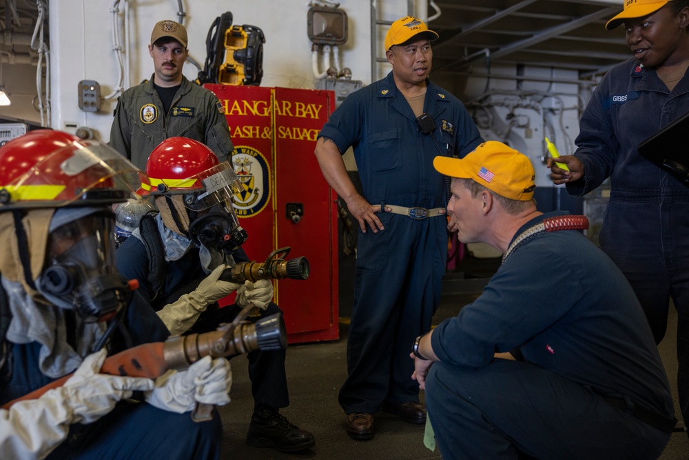 DVIDS - Images - General Quarters Drill in Wasp's Hangar Bay [Image 2 of 4]