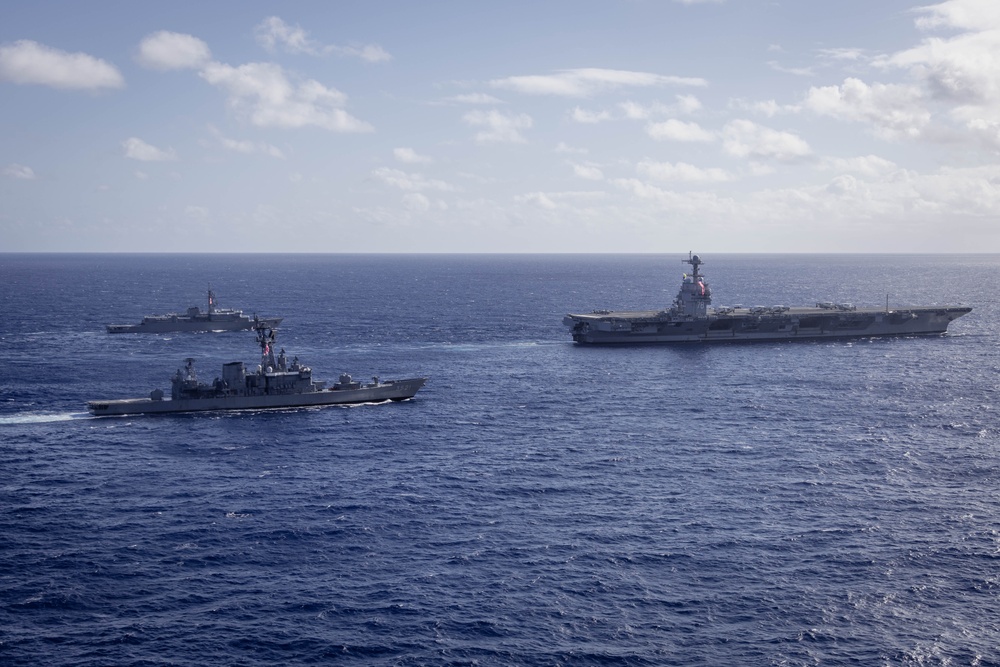 USS Gerald R. Ford and JMSDF Conduct Sailing Exercise