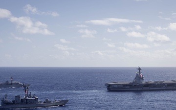 USS Gerald R. Ford and JMSDF Conduct Sailing Exercise