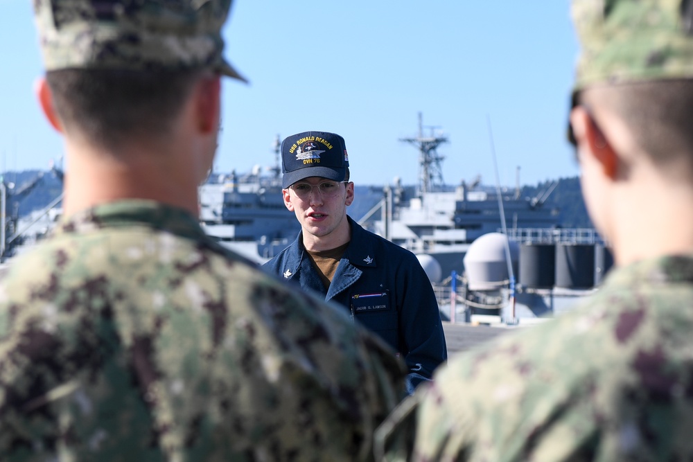 USS Ronald Reagan (CVN 76) hosts a tour for U.S. Naval Sea Cadet Corps