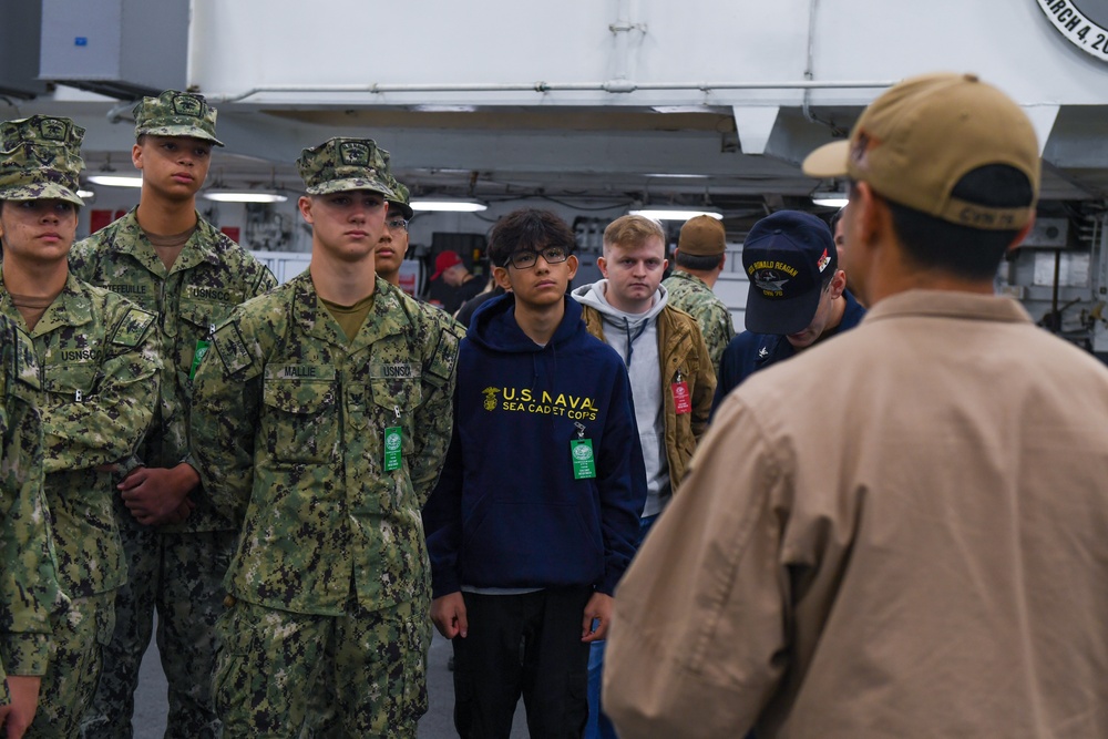 USS Ronald Reagan (CVN 76) hosts a tour for U.S. Naval Sea Cadet Corps