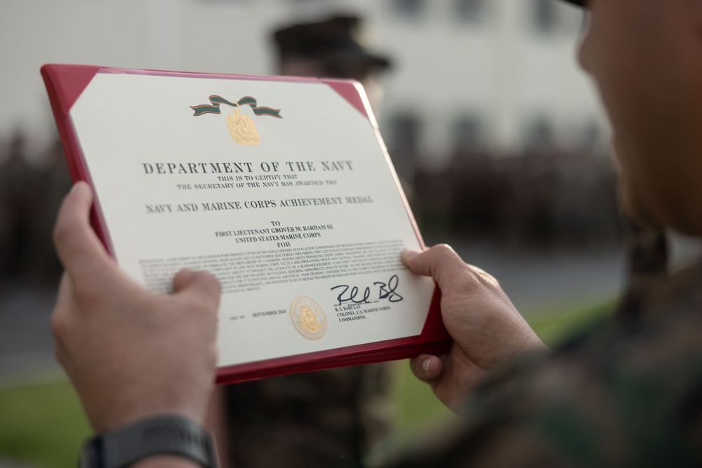 1st Lt. Grover Barham III Navy &amp; Marine Corps Achievement Medal Ceremony       