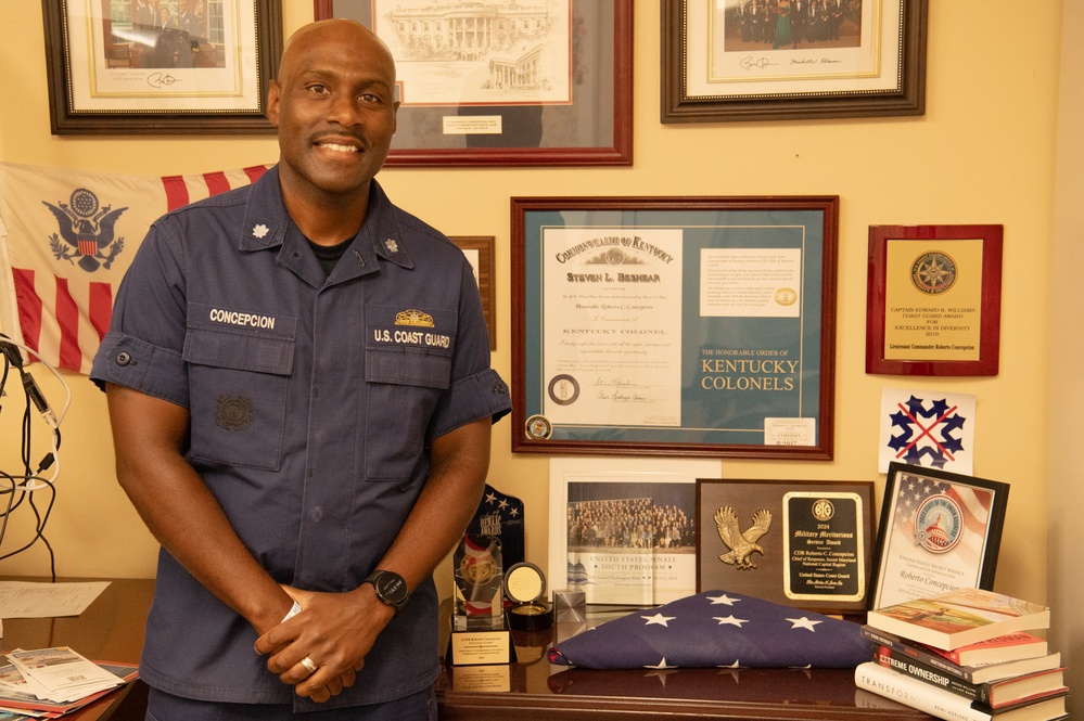 U.S. Coast Guard Cmdr. Roberto Concepcion receives 2024 Blacks in Government Meritorious Service Award