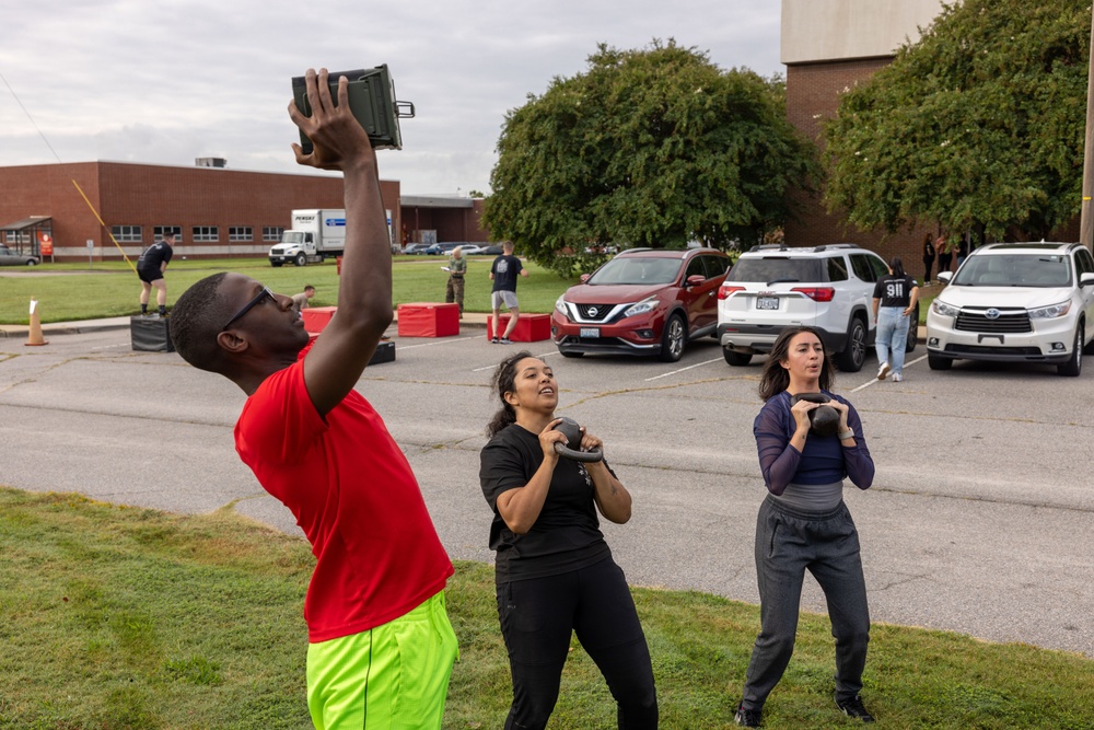 MARFORCOM Marines participate in a Suicide Prevention Month HITT workout