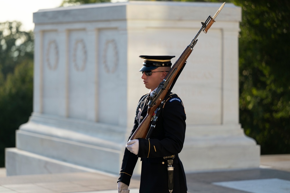 Sentinel U.S. Army Spc. Adam Platt Last Walk at the Tomb of the Unknown Soldier