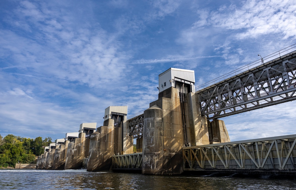 Chipping away old concrete to preserve Montgomery Dam piers for the future