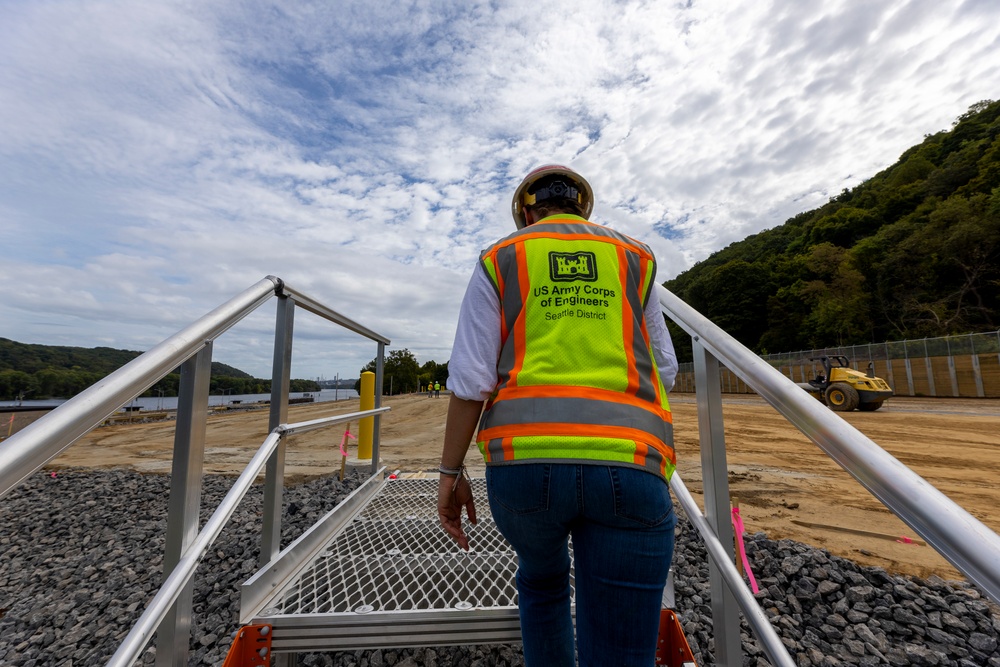 Chipping away old concrete to preserve Montgomery Dam piers for the future