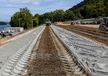 Chipping away old concrete to preserve Montgomery Dam piers for the future