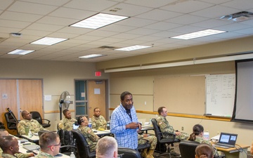 401st AFSB command and staff brief incoming Soldiers at the Armed Forces Reserve Center