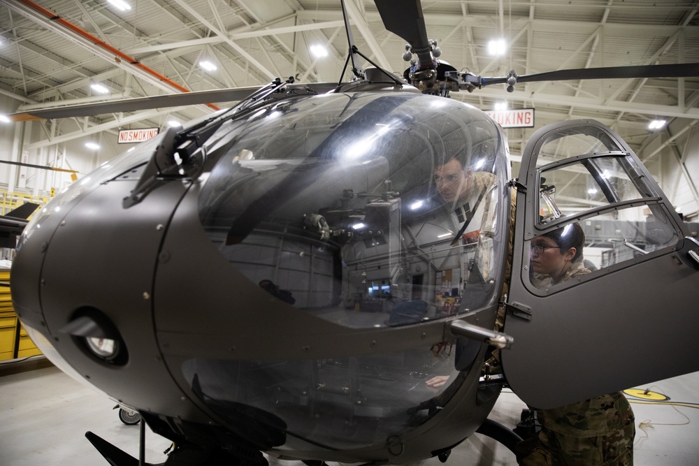 Alaska Army National Guard aviators prep UH-72A Lakota light utility helicopter