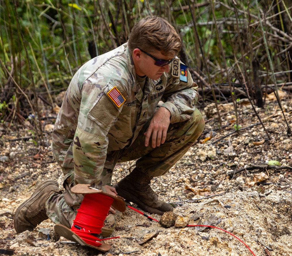 Joint multinational service members conduct demolition during operation Render Safe