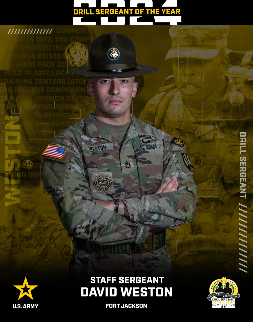 2024, Army Training Center Fort Jackson, Drill Sergeant of the Year Staff Sgt. David Weston