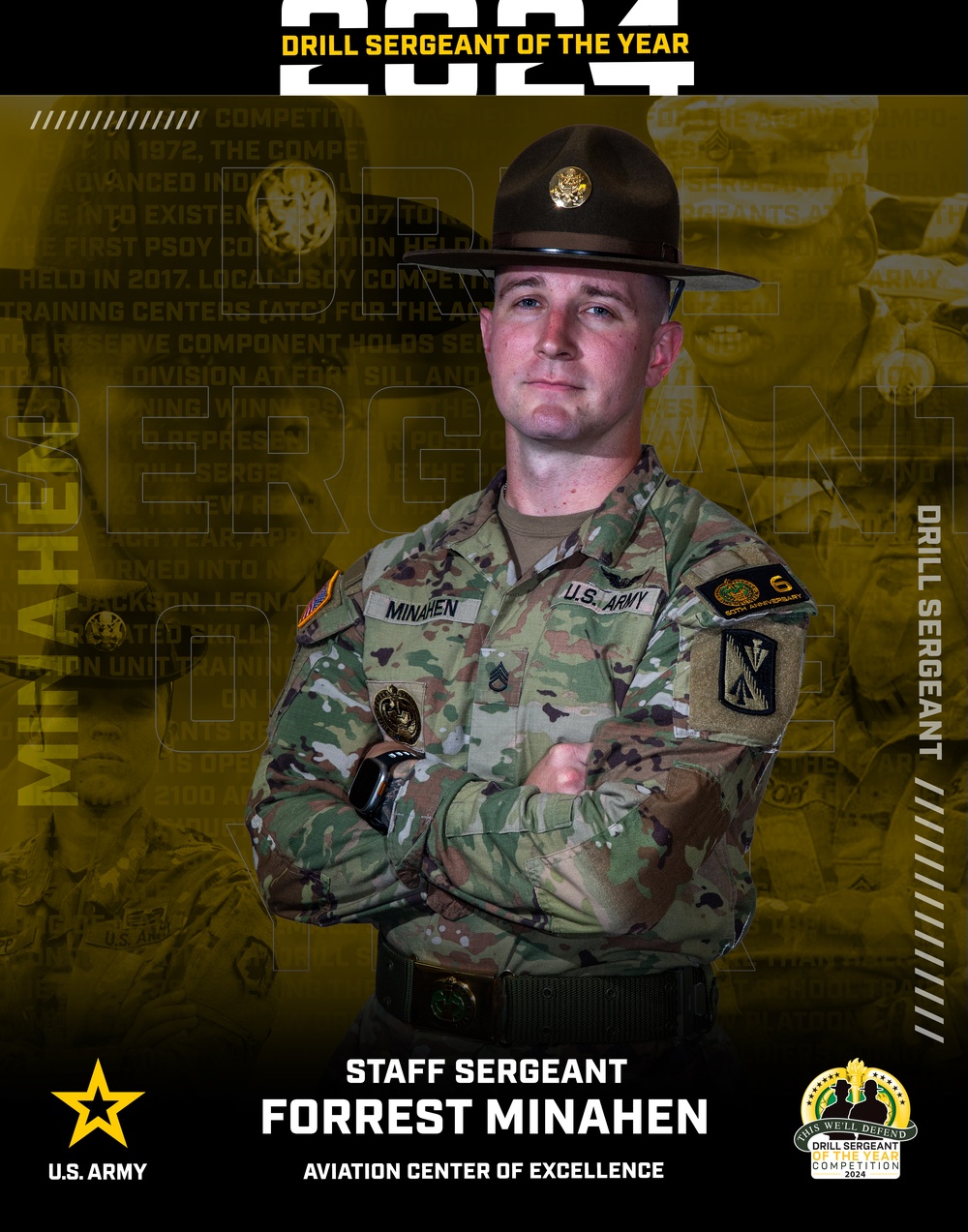 2024, Aviation Center of Excellence, Drill Sergeant of the Year Staff Sgt. Forrest Minahen