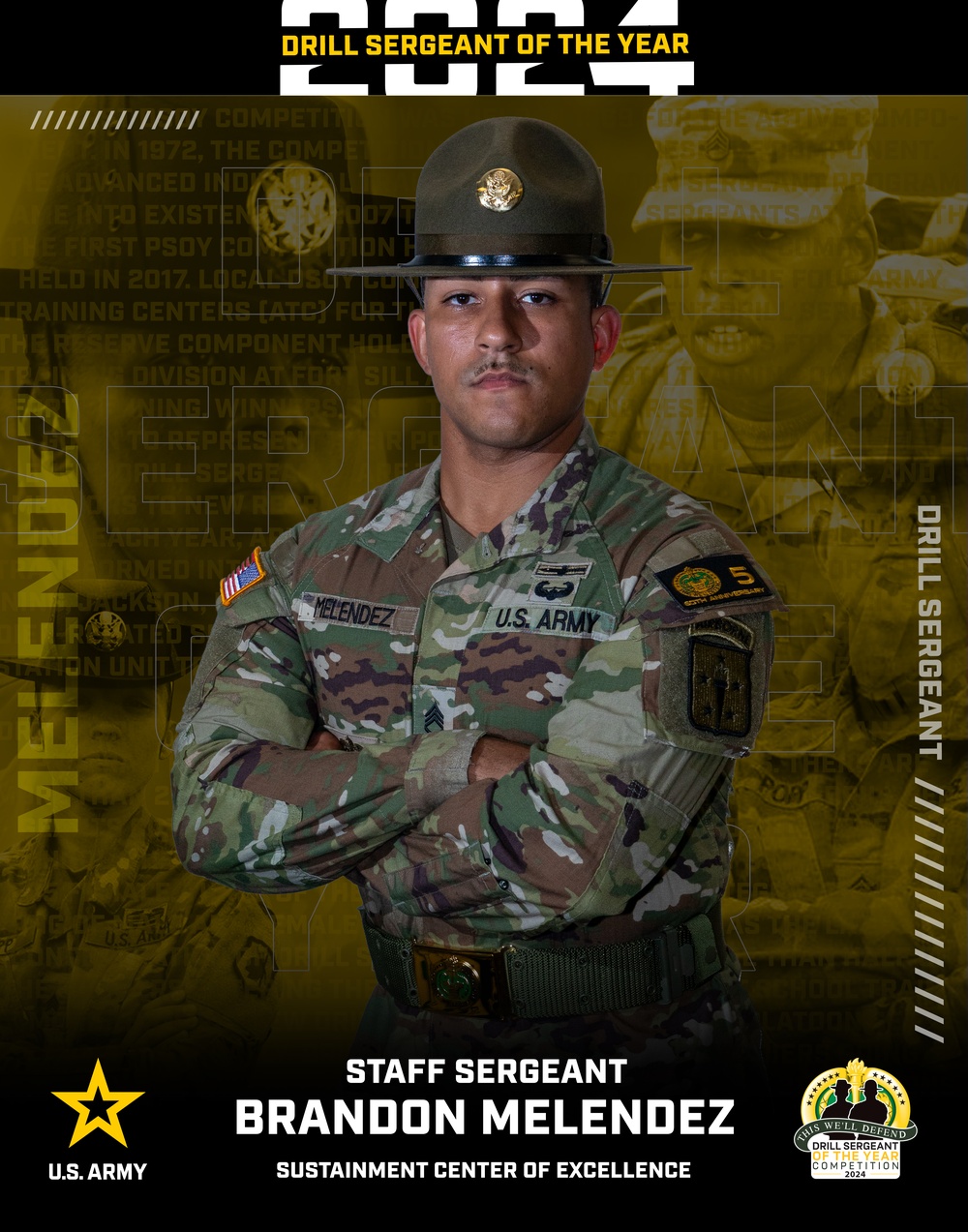 2024, Sustainment Center of Excellence, Drill Sergeant of the Year Staff Sgt. Brandon Melendez