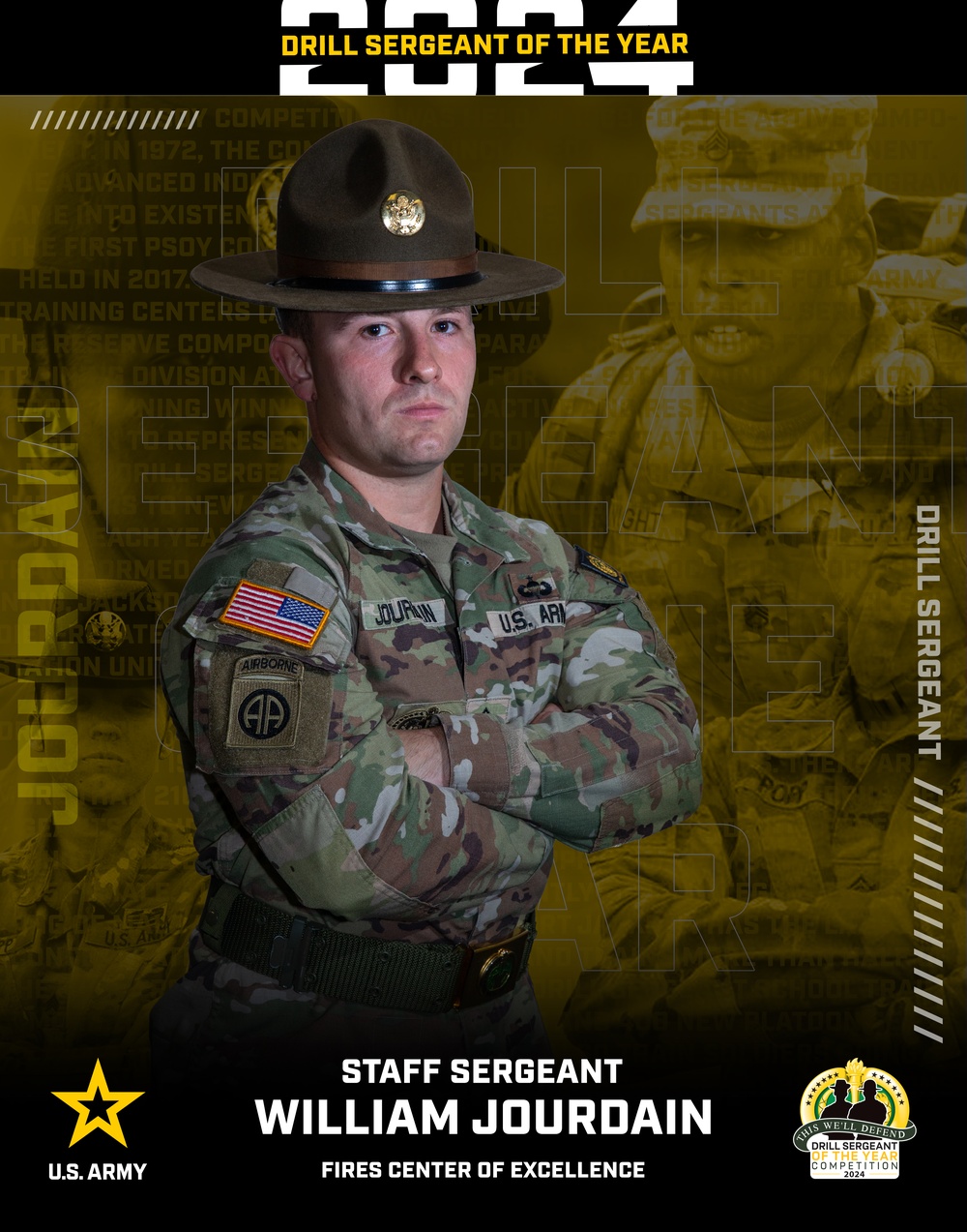 2024, Fires Center of Excellence, Drill Sergeant of the Year Staff Sgt. William Jourdain