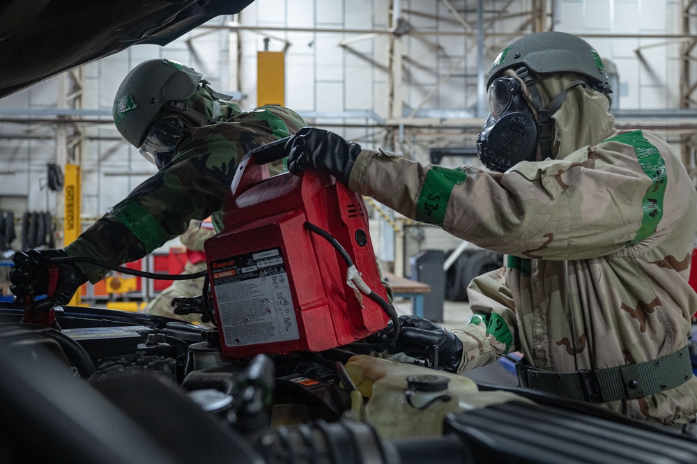 100th LRS repairs vehicle during base readiness exercise