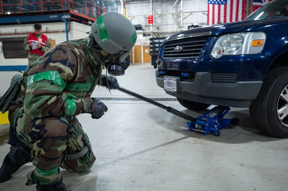 100th LRS repairs vehicle during base readiness exercise