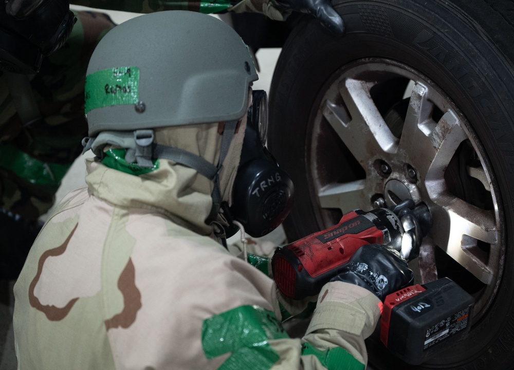 100th LRS repairs vehicle during base readiness exercise