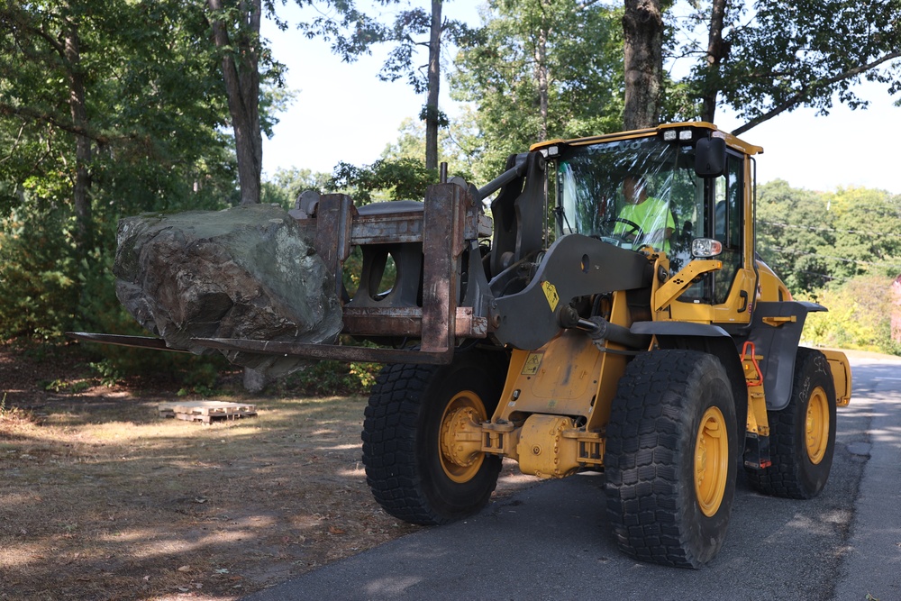 Delivering the rock to Rogers Field